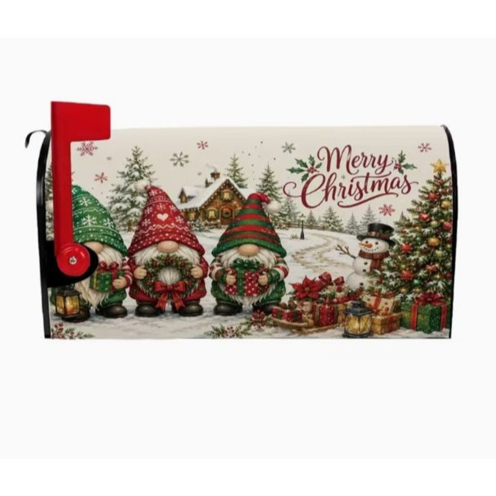 Christmas Mailbox Cover Magnetic 21x18in Merry Christmas Gnomes